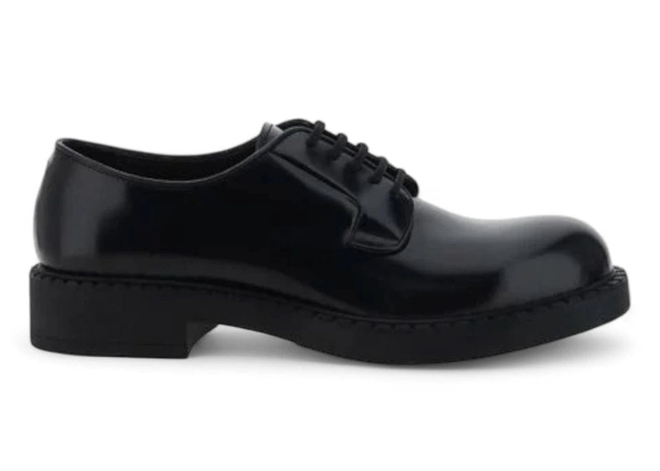 Prada Black Patent Leather Lace-up Shoes Black