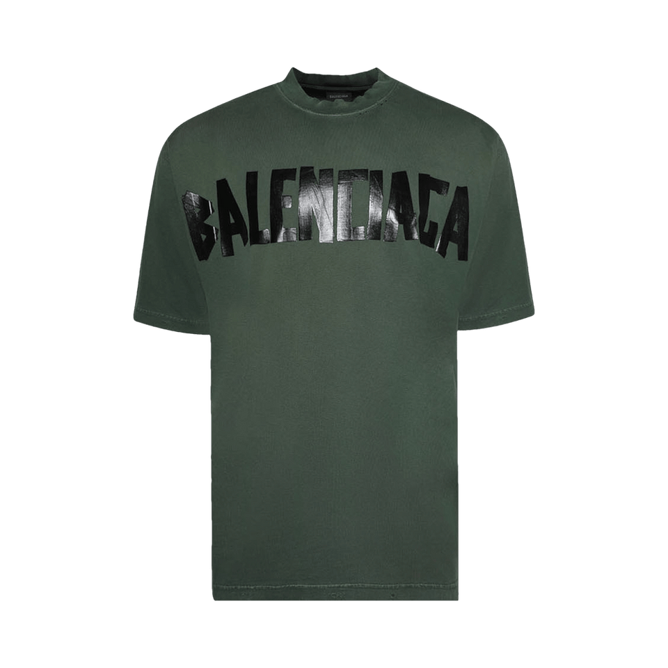 Balenciaga Tape Logo T-Shirt Dark Green