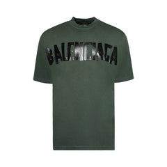 Balenciaga Tape Logo T-Shirt Dark Green