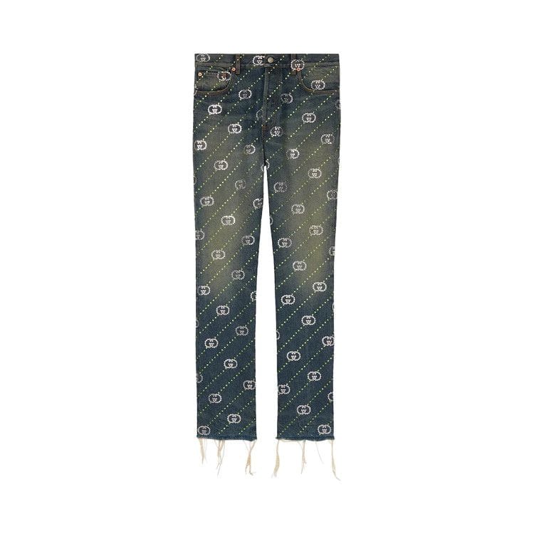Gucci Crystal Interlocking G Denim Pant Blue/Mix