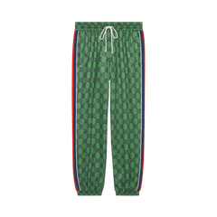 Gucci GG Jersey Jogging Pant With Web Green/Dark Blue