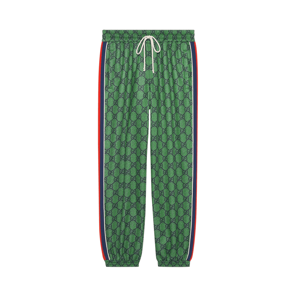 Gucci GG Jersey Jogging Pant With Web Green/Dark Blue