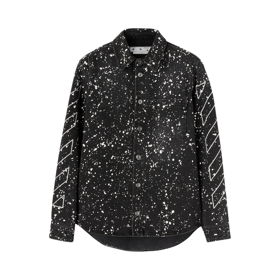 Off-White Diag Paint Denim Shirt Black/White