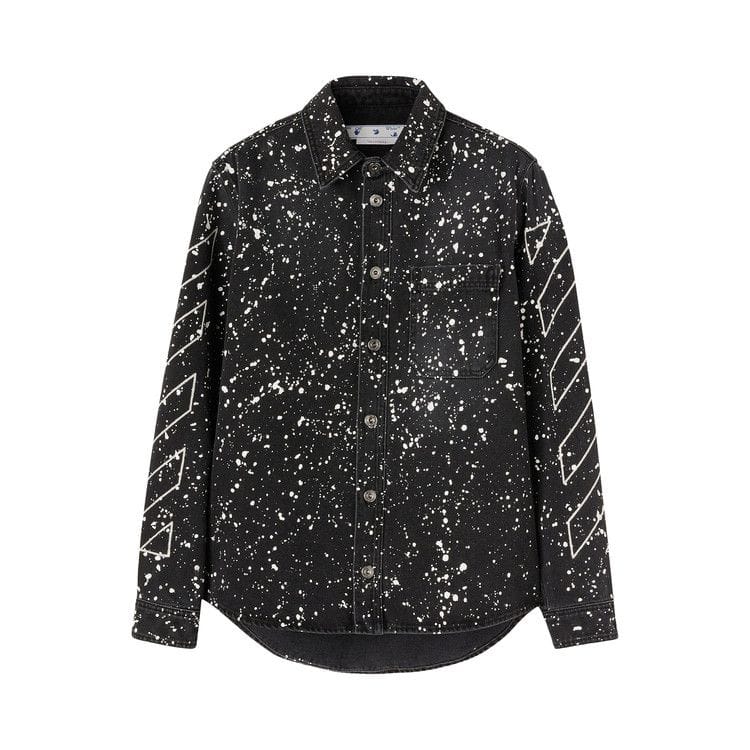 Off-White Diag Paint Denim Shirt Black/White