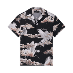 Amiri All Over Pegasus Bowling Shirt Black