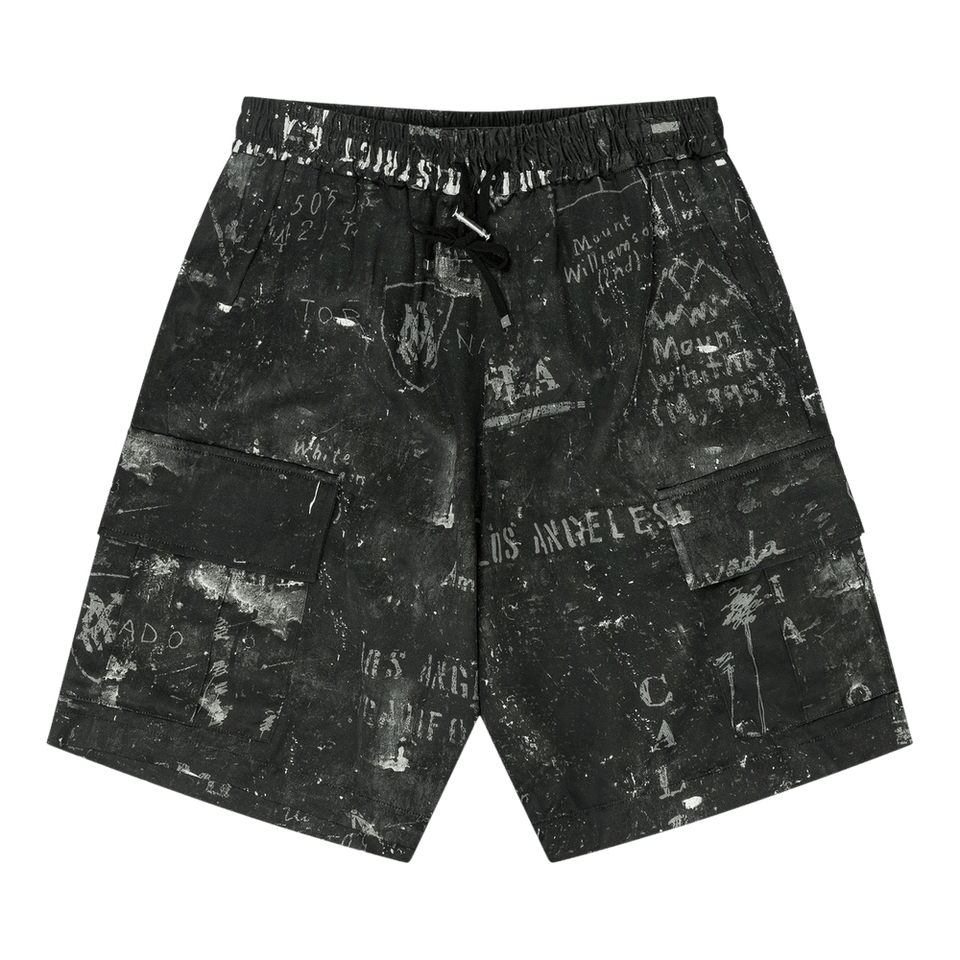 Amiri Army Stencil Cargo Shorts Black