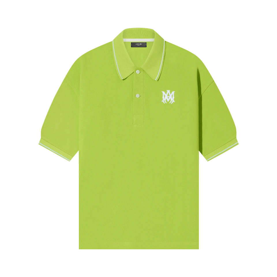Amiri Solid Shorts-Sleeve Polo Lime