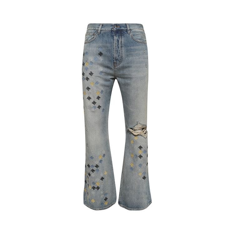 Amiri MA Quad Embroidered Flare Jeans Antique Indigo