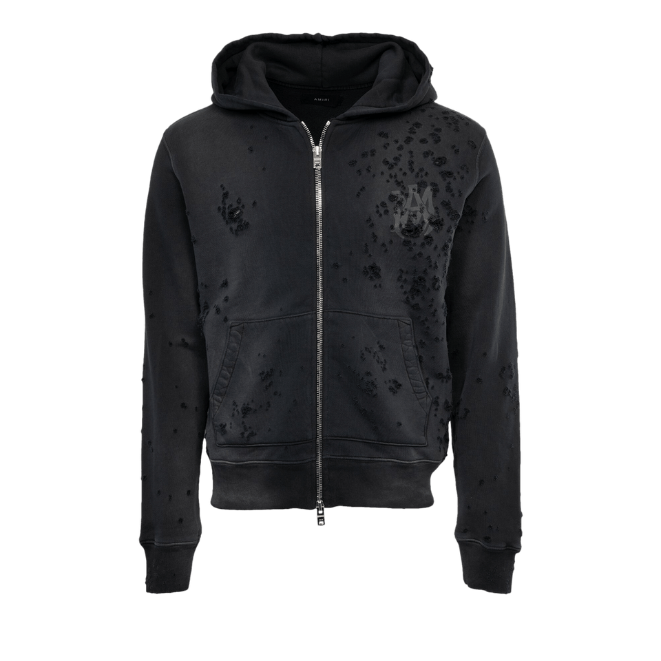 Amiri Logo Shotgun Zip Hoodie Faded Black