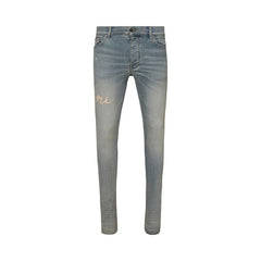 Amiri Script Logo Skinny Jean Antique Indigo