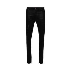 Amiri Serif Logo Wax Skinny Jean Black
