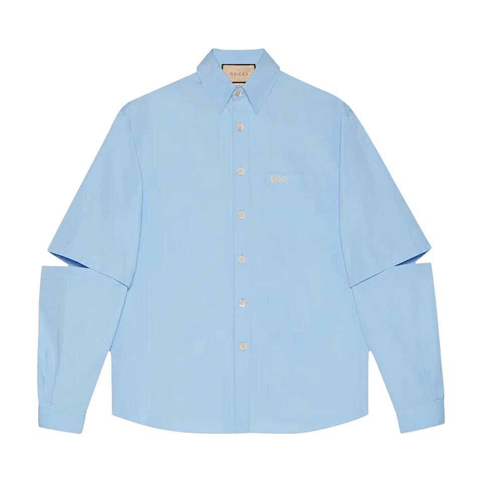 Gucci Embroidery Poplin Shirt Sky Blue