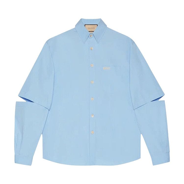 Gucci Embroidery Poplin Shirt Sky Blue