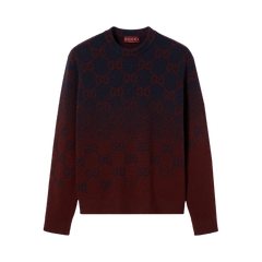 Gucci Degrade Wool Jacquard Sweater Ink/Bordeaux