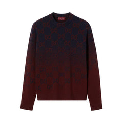 Gucci Degrade Wool Jacquard Sweater Ink/Bordeaux
