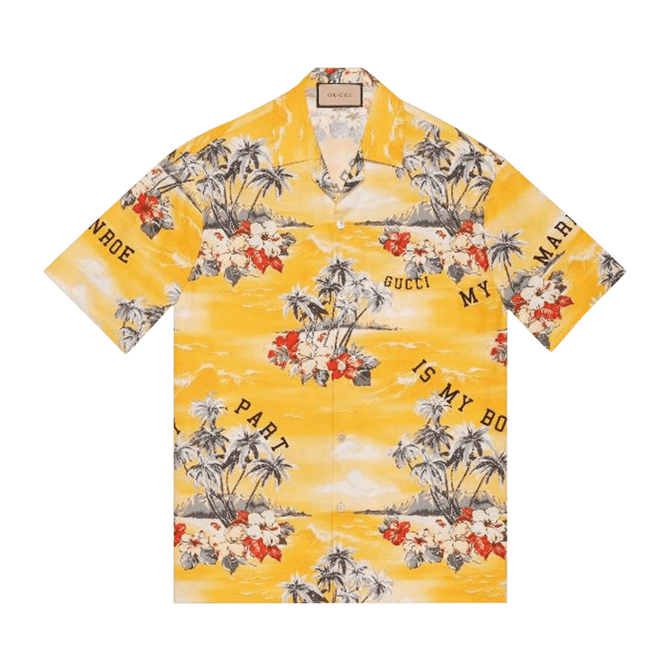 Gucci Printed Bowling Shirt Yellow/Red