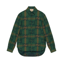 Gucci Jumbo GG Check Wool Shirt Green/Blue