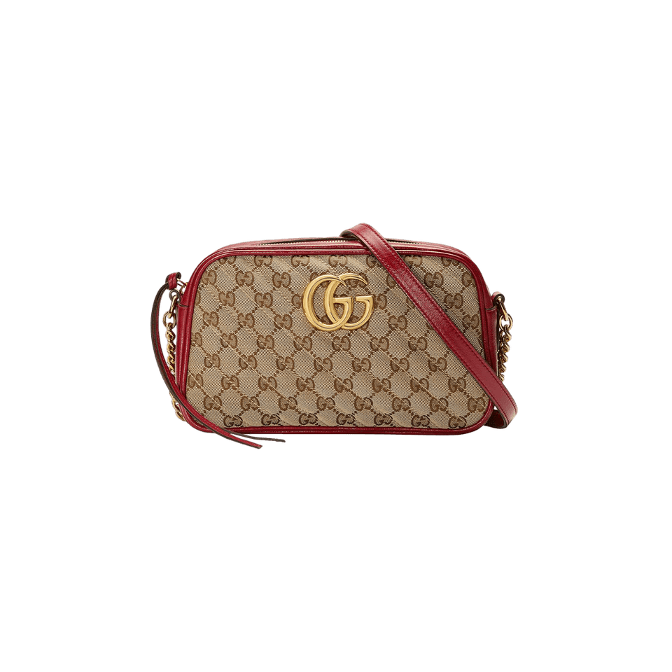 Gucci GG Marmont Small Shoulder Bag Beige/New Cherry Red