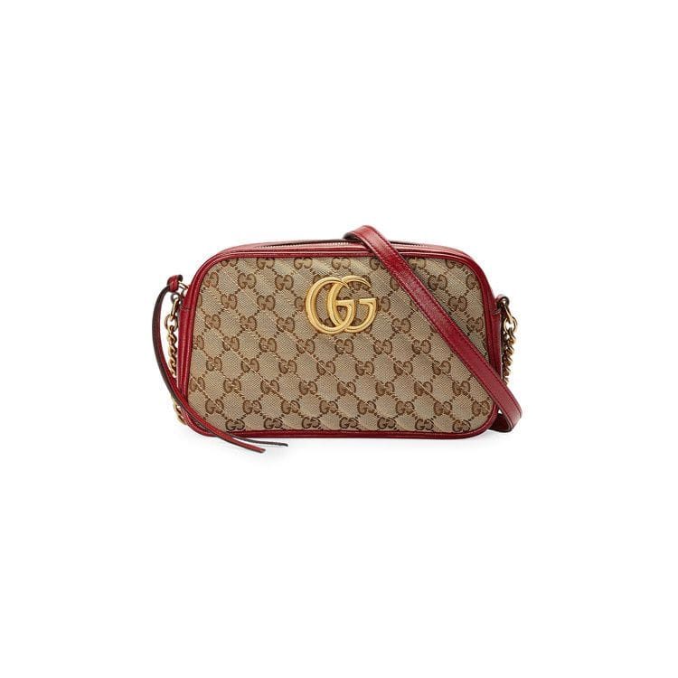 Gucci GG Marmont Small Shoulder Bag Beige/New Cherry Red