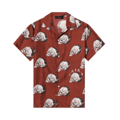 Amiri All Over Skull Bowling Shirt Red