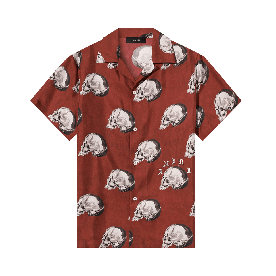 Amiri All Over Skull Bowling Shirt Red