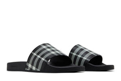Burberry Check Slides Black Calico