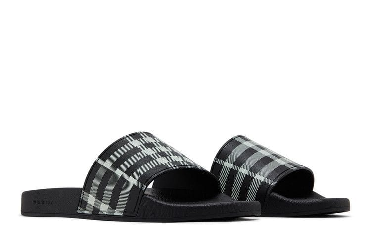 Burberry Check Slides Black Calico