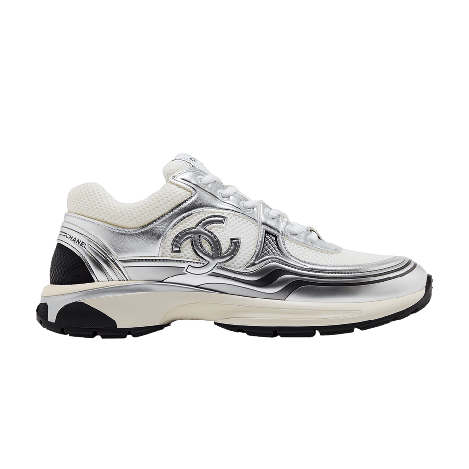 Chanel CC Logo Sneaker White Silver
