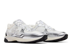 Chanel CC Logo Sneaker White Silver