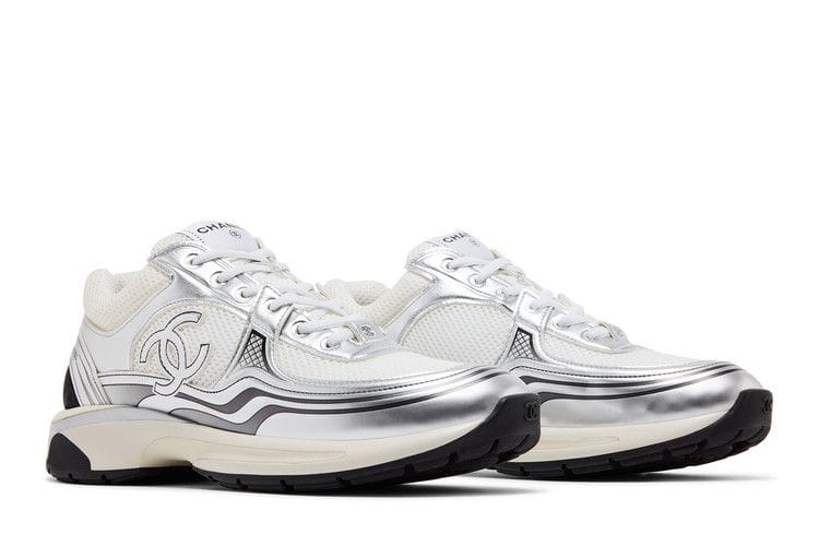 Chanel CC Logo Sneaker White Silver