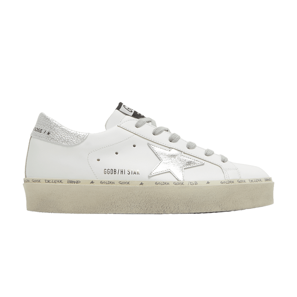 Golden Goose Hi Star White Silver Womens