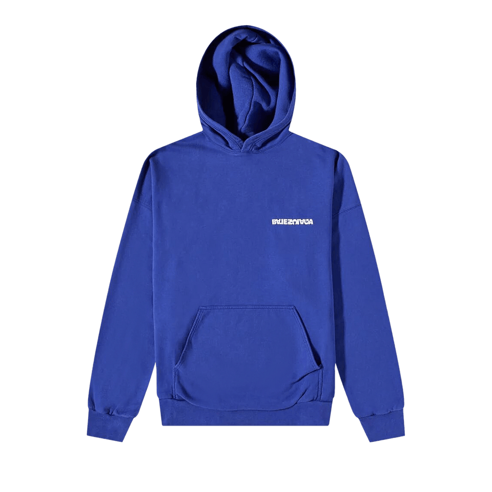 Balenciaga Reverse Back Logo Hoodie Indigo/Dirty White