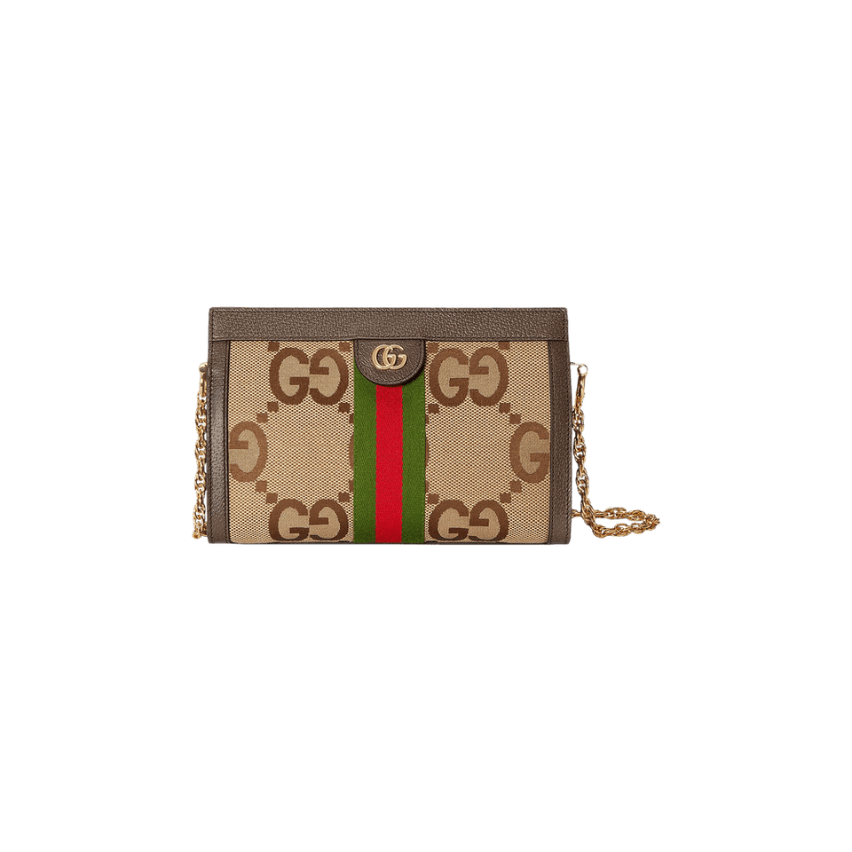 Gucci Ophidia Jumbo GG Small Shoulder Bag Camel/Ebony