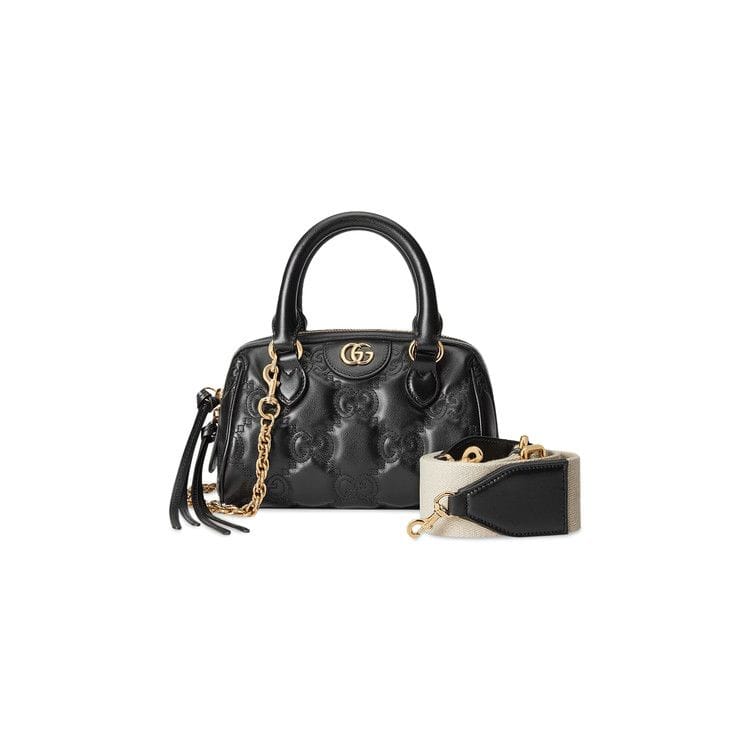 Gucci GG Matelassé Top Handle Bag Black/Natural