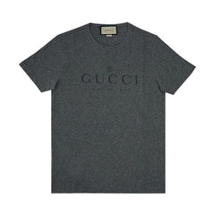 Gucci Logo Cotton T-Shirt Grey