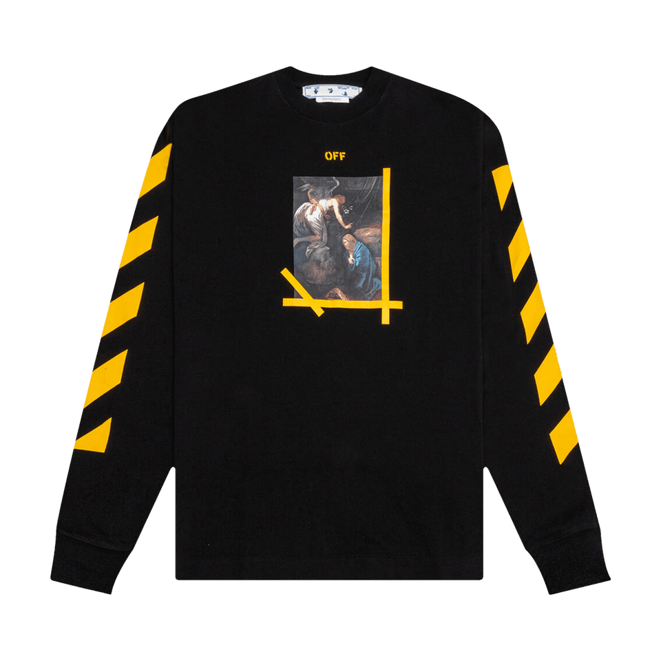 Off-White Diagonal Arrow Caravaggio Skate Long-Sleeve Tee Black/White