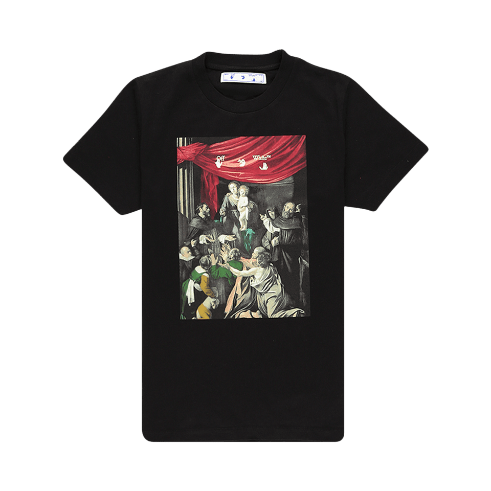 Off-White Caravaggio Painting Shorts-Sleeve Slim T-Shirt Black