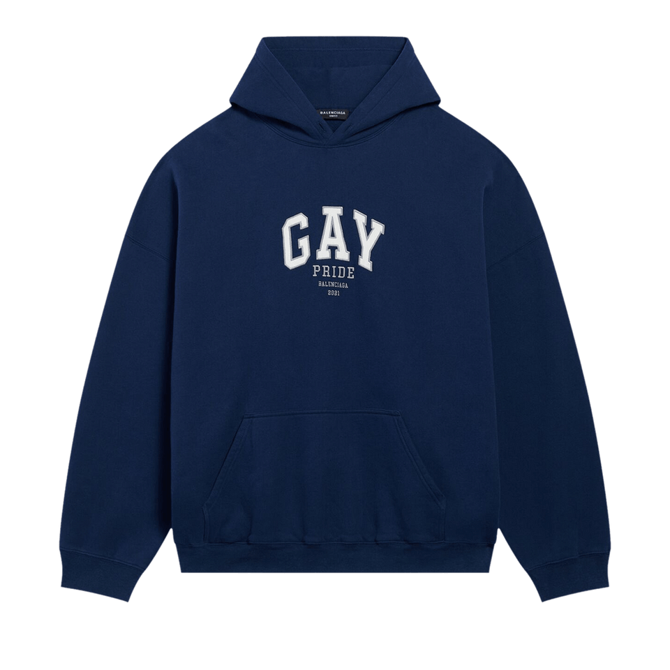 Balenciaga Pride Boxy Hoodie Navy/White/Grey