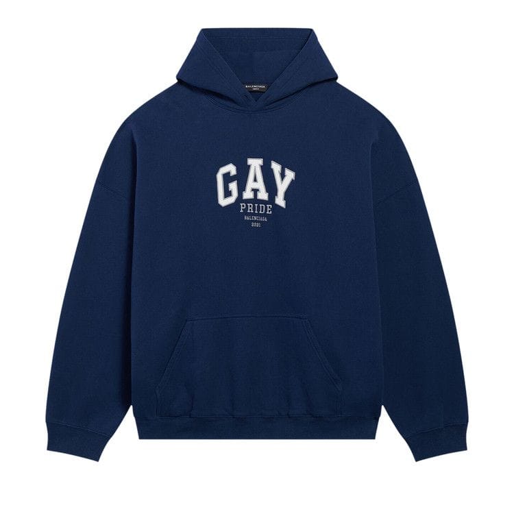 Balenciaga Pride Boxy Hoodie Navy/White/Grey