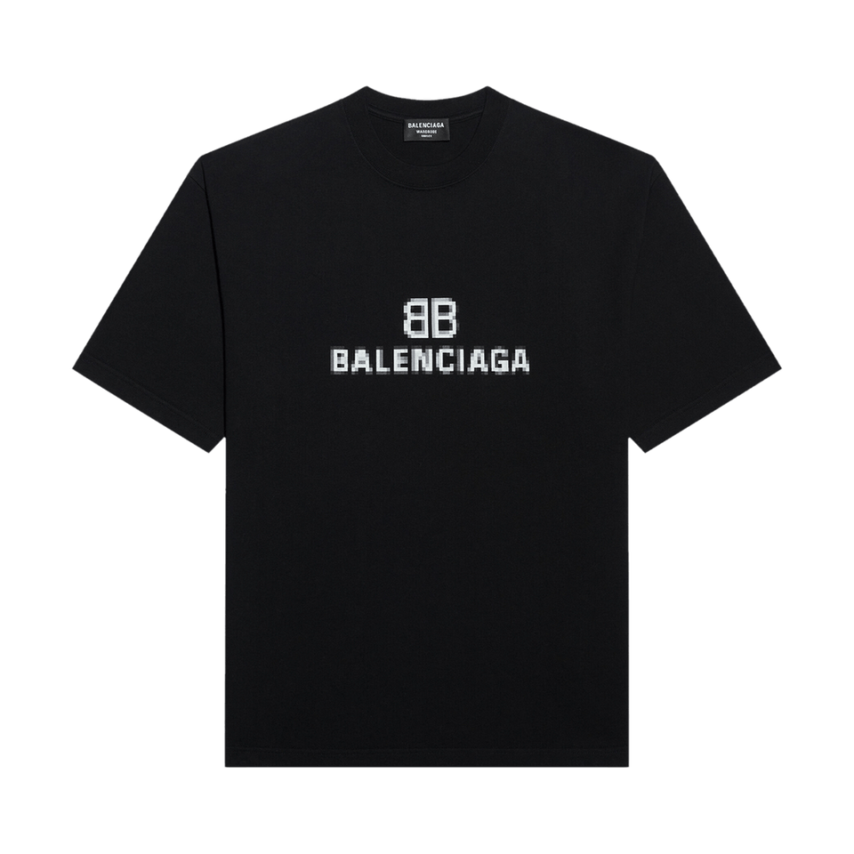 Balenciaga Mens BB Pixel Medium Fit T-Shirt Black