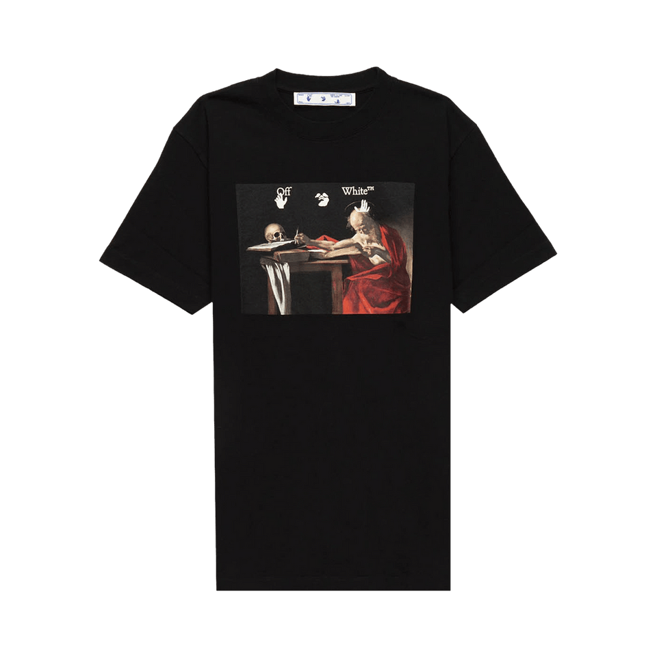 Off-White Caravaggio Shorts-Sleeve Slim T-Shirt Black/Red