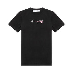 Off-White Acrylic Arrow Shorts-Sleeve Slim T-Shirt Black/Fuchsia