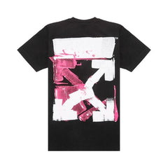 Off-White Acrylic Arrow Shorts-Sleeve Slim T-Shirt Black/Fuchsia