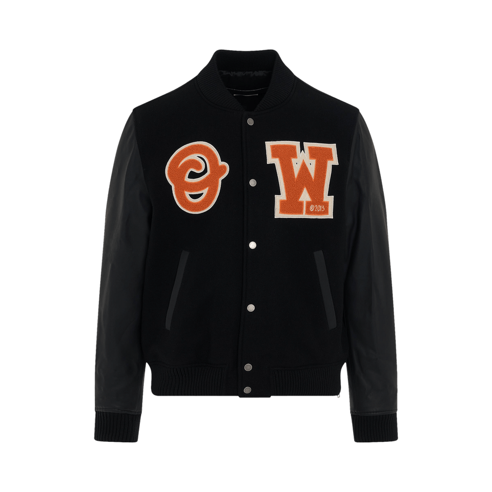 Off-White Patch Varsity Jacket Black/Orange