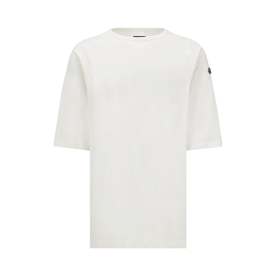 Moncler x Rick Owens Knitted Crewneck Shorts-Sleeve T-Shirt Milk