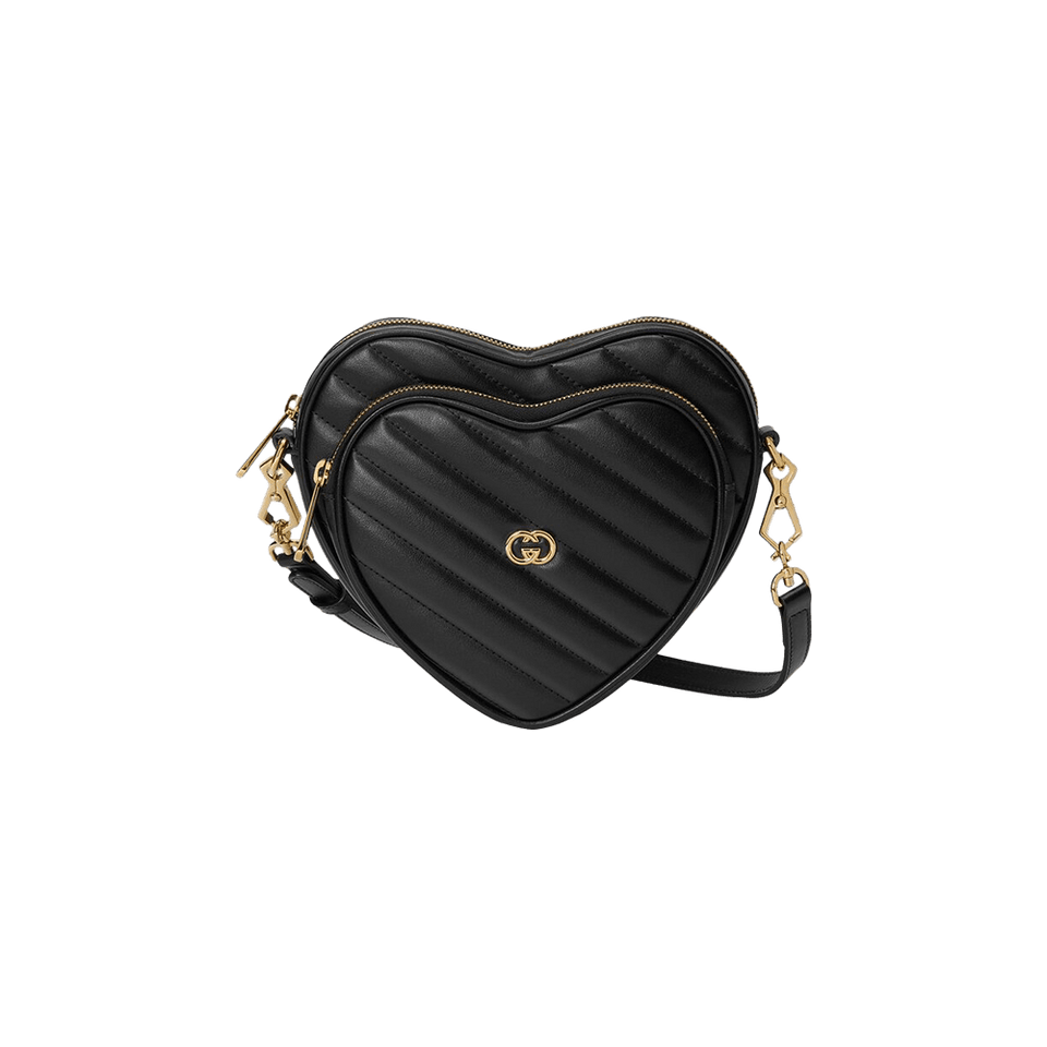 Gucci Interlocking G Mini Heart Shoulder Bag Black