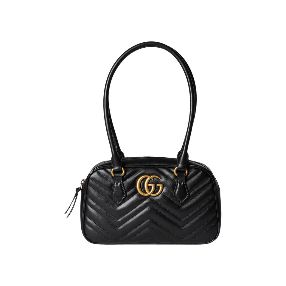 Gucci Marmont Leather Small Top Handle Bag Black