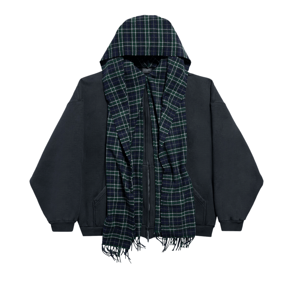 Balenciaga Scarf Zip-Up Hoodie Deep Blue/Black