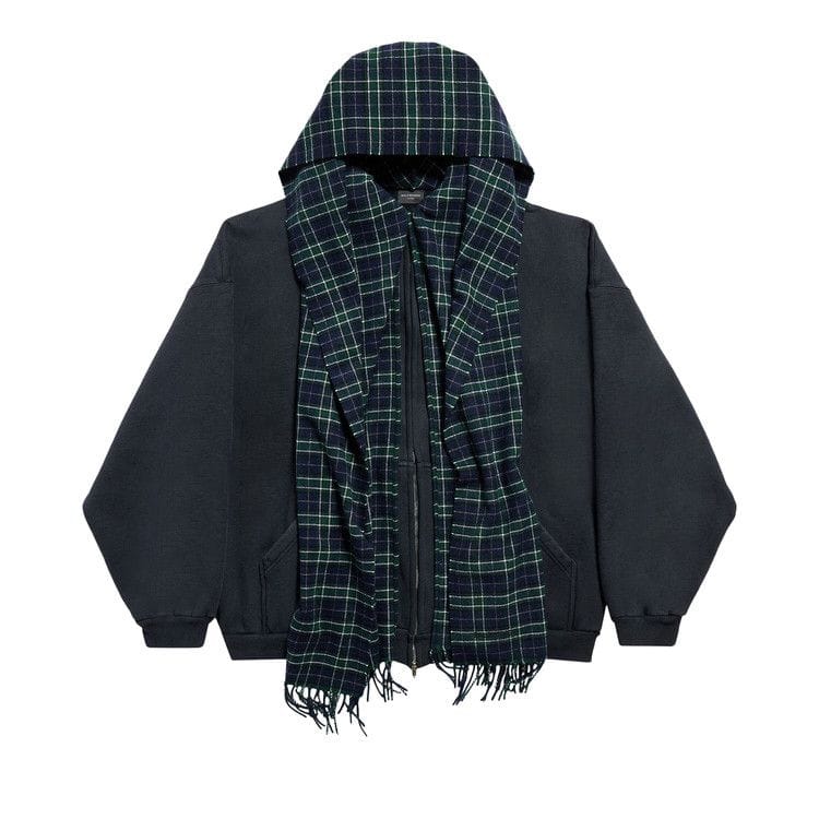 Balenciaga Scarf Zip-Up Hoodie Deep Blue/Black
