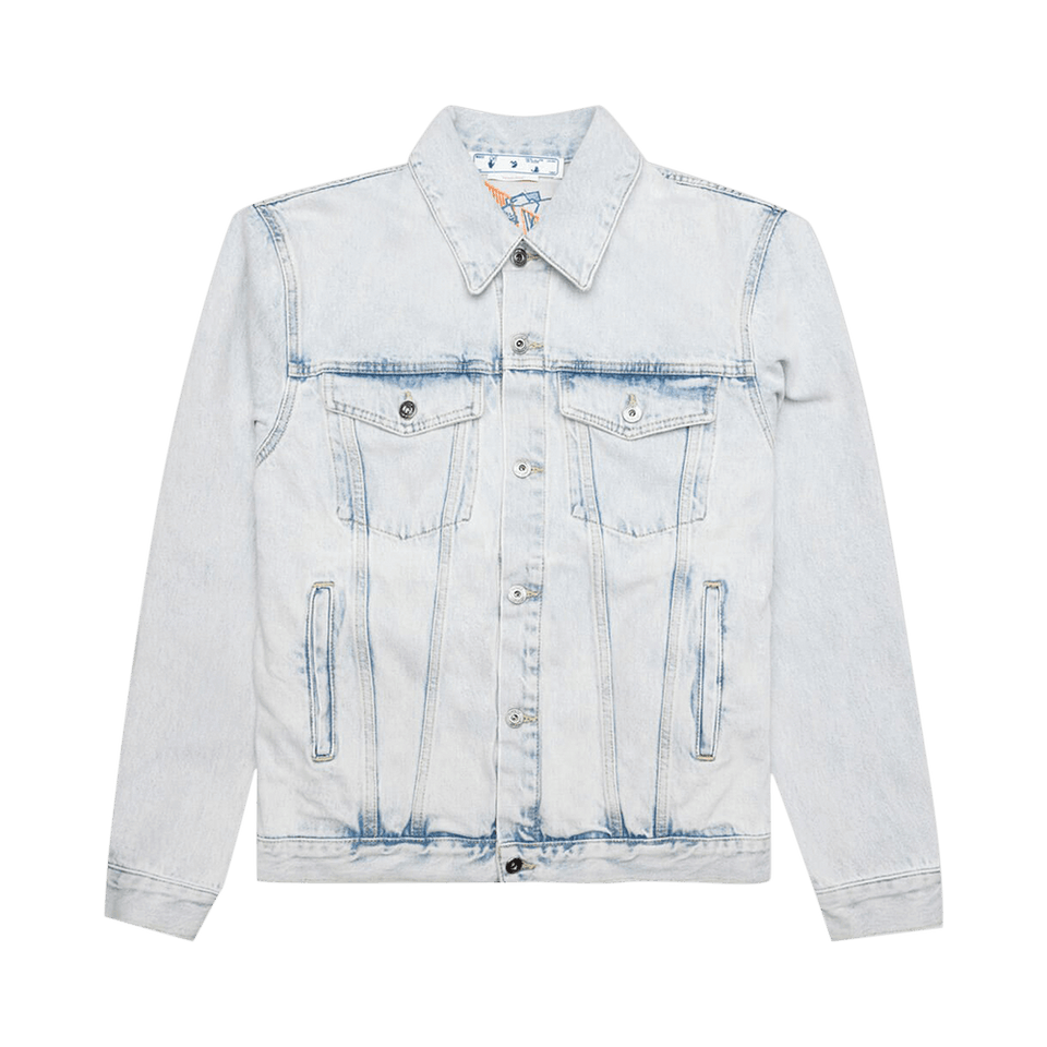 Off-White Graffiti Embroidered Denim Skate Jacket Extreme Blue